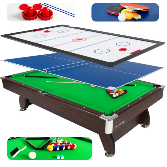 Більярдний стіл THUNDER з покриттям для аерохокею/пінг-понгу 7FT BOLD-BROWN
