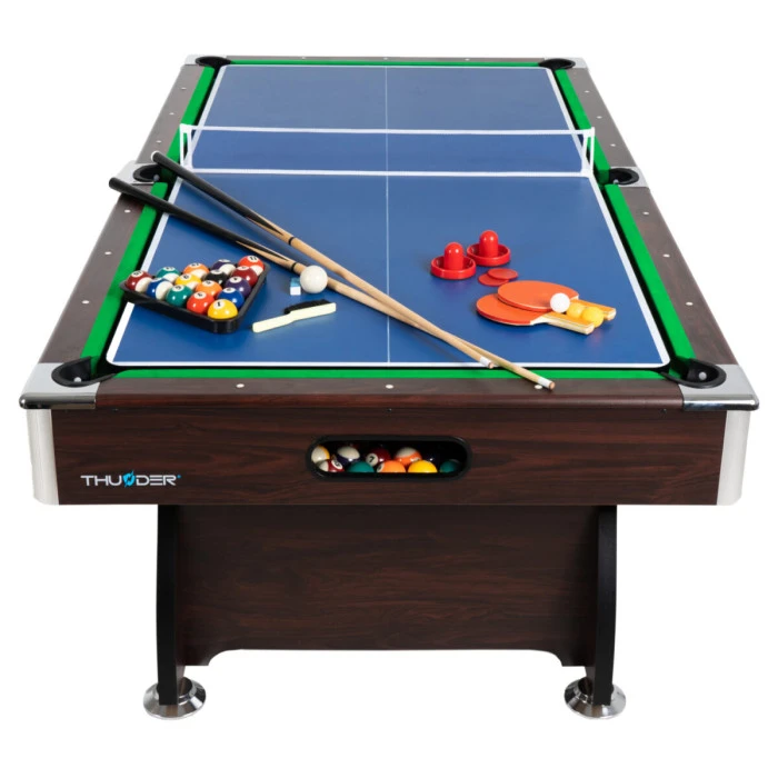 Більярдний стіл THUNDER з покриттям для аерохокею/пінг-понгу 7FT BOLD-BROWN