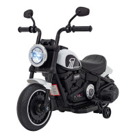 Детский аккумуляторный мотоцикл Чоппер FASTER Белый + FM Радио + Аудио панель + LED