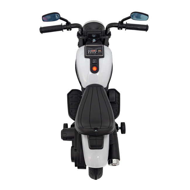 Детский аккумуляторный мотоцикл Чоппер FASTER Белый + FM Радио + Аудио панель + LED