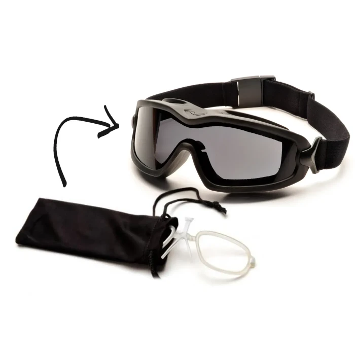 Окуляри захисні з ущільнювачем Pyramex V2G-XP + RX Anti-Fog, cірі з діоптрійною вставкою