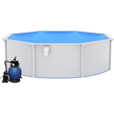 Бассейн каркасный vidaXL 460 x 120 см, белый + насос с песочным фильтром.