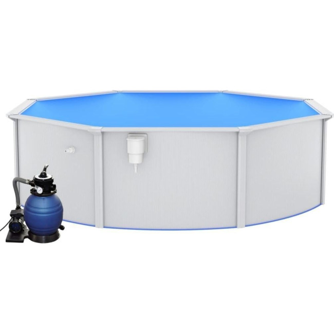 Бассейн каркасный vidaXL 460 x 120 см, белый + насос с песочным фильтром.
