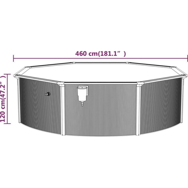 Бассейн каркасный vidaXL 460 x 120 см, белый + насос с песочным фильтром.