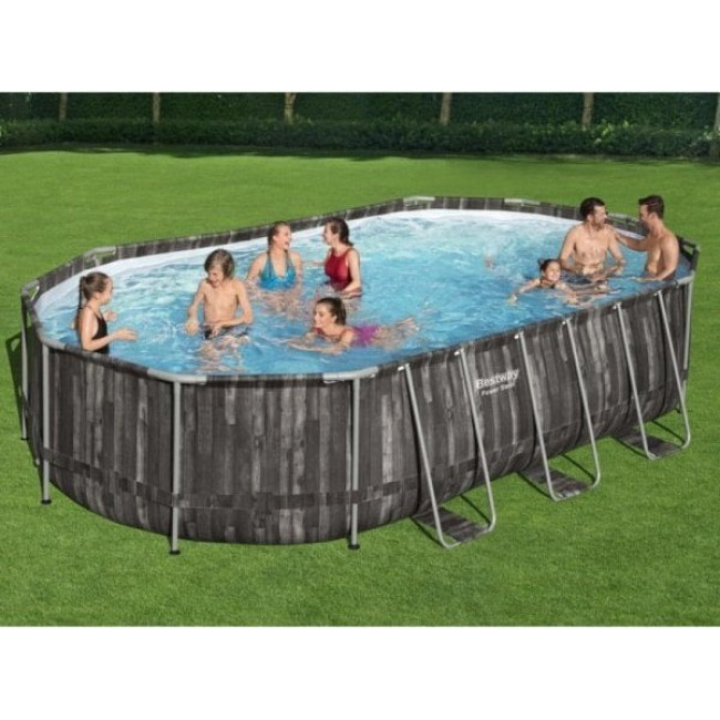 Басейн каркасний овальний Bestway Power Steel Frame 610 x 366 x 122 см - темно-коричневий
