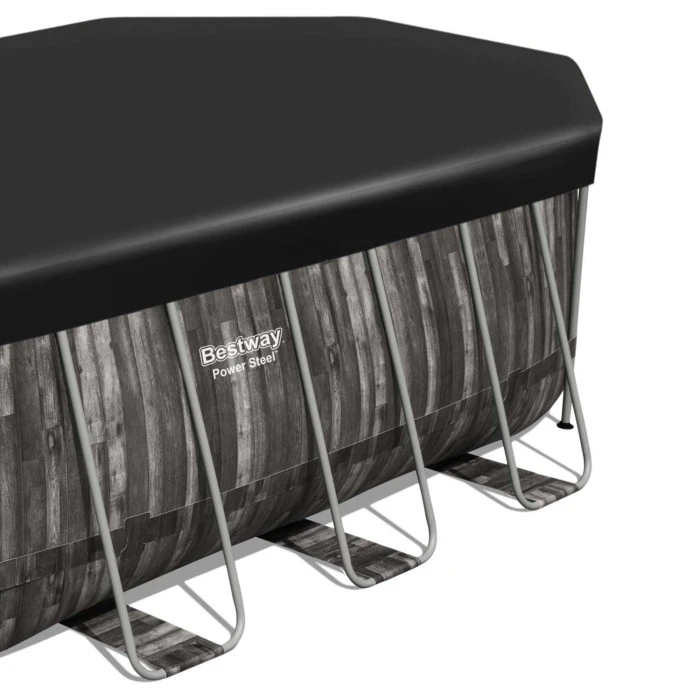 Бассейн каркасный овальный Bestway Power Steel Frame 610 x 366 x 122 см – темно-коричневый.