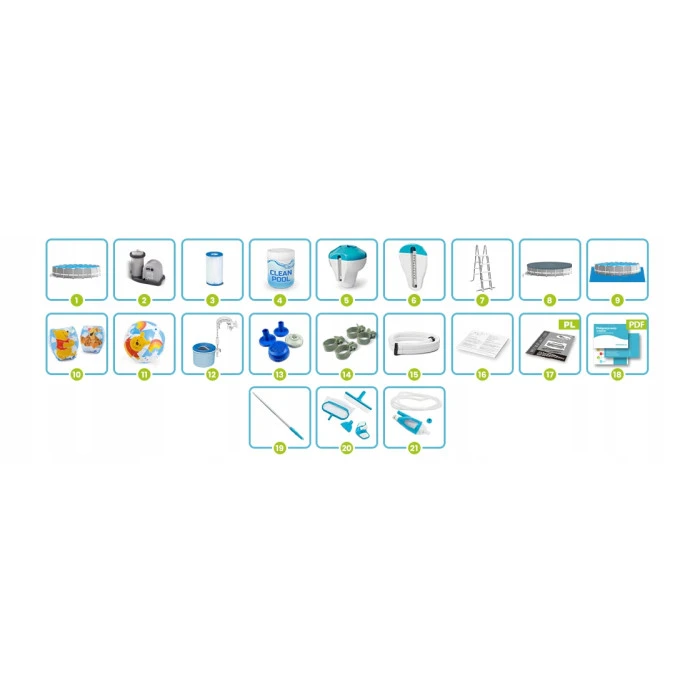 Бассейн каркасный 21в1 Intex 26756 610 х 132 см с самокатом Soke GO