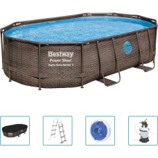 Бассейн каркасный овальный 5в1 Bestway 56946 Power Steel 488 x 305 см - коричневый