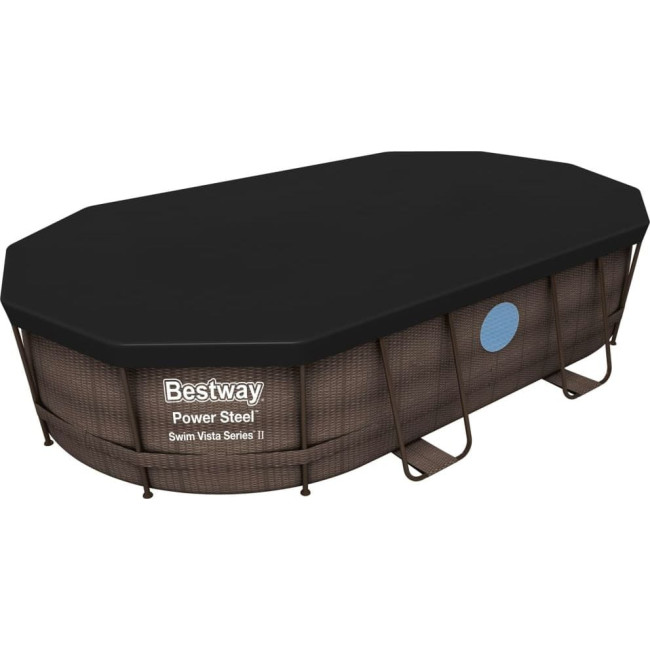 Басейн каркасний овальний 5в1 Bestway 56946 Power Steel 488 x 305 см - коричневий