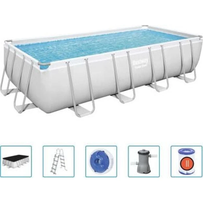 Басейн каркасний прямокутний Bestway 56670 Power Steel 488 x 244 см - білий