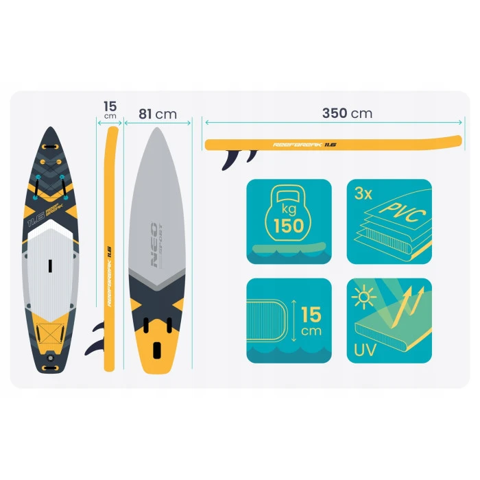 Надувная SUP доска (Сапборд) Neo-Sport 170106 Reefbreak 350 х 81 х 15 см
