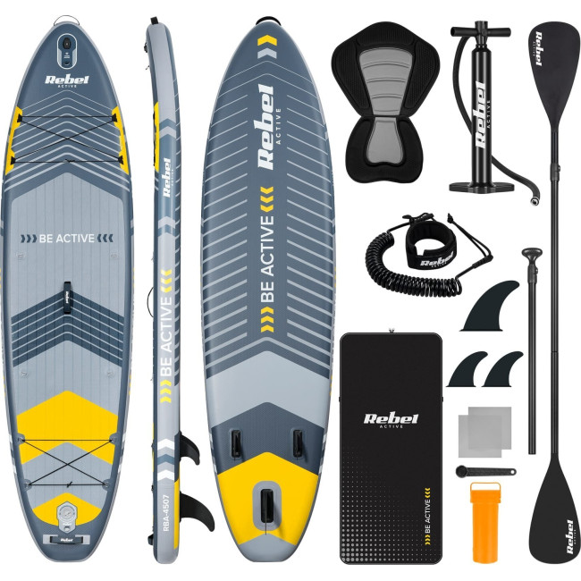 Надувна SUP дошка (Сапборд) REBEL ACTIVE RBA-4507 335 сіро-жовта