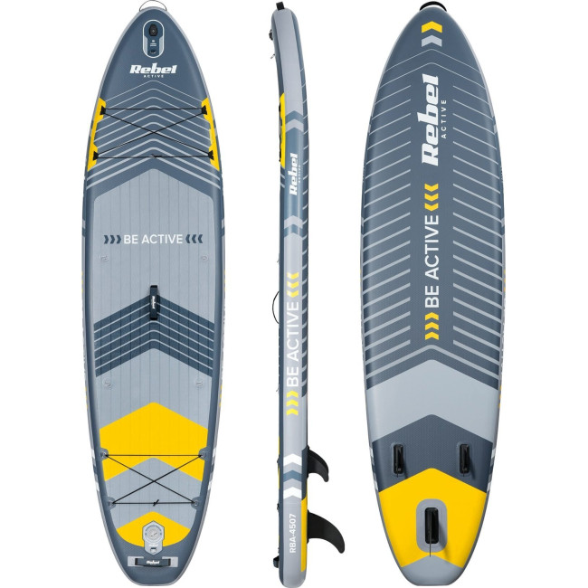 Надувна SUP дошка (Сапборд) REBEL ACTIVE RBA-4507 335 сіро-жовта