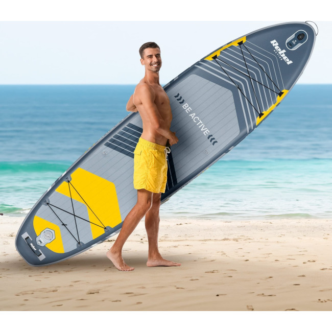 Надувна SUP дошка (Сапборд) REBEL ACTIVE RBA-4507 335 сіро-жовта