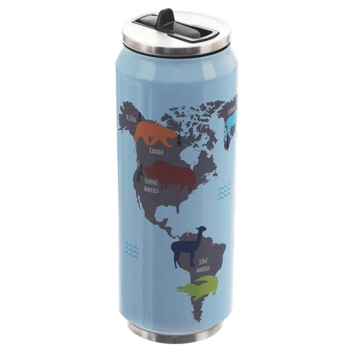 Термокружка Orion Map 500 мл, блакитно-сіра