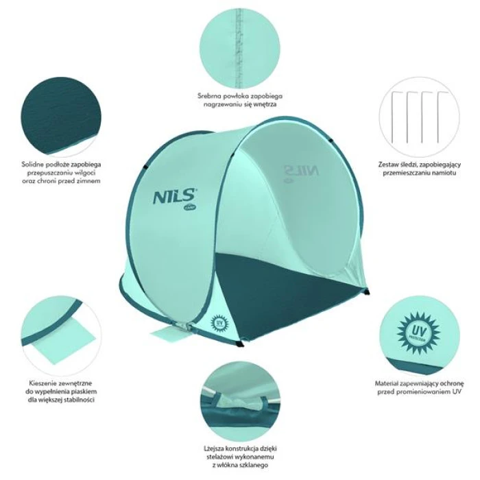 Пляжная палатка NILS POP UP NC3173 мятная