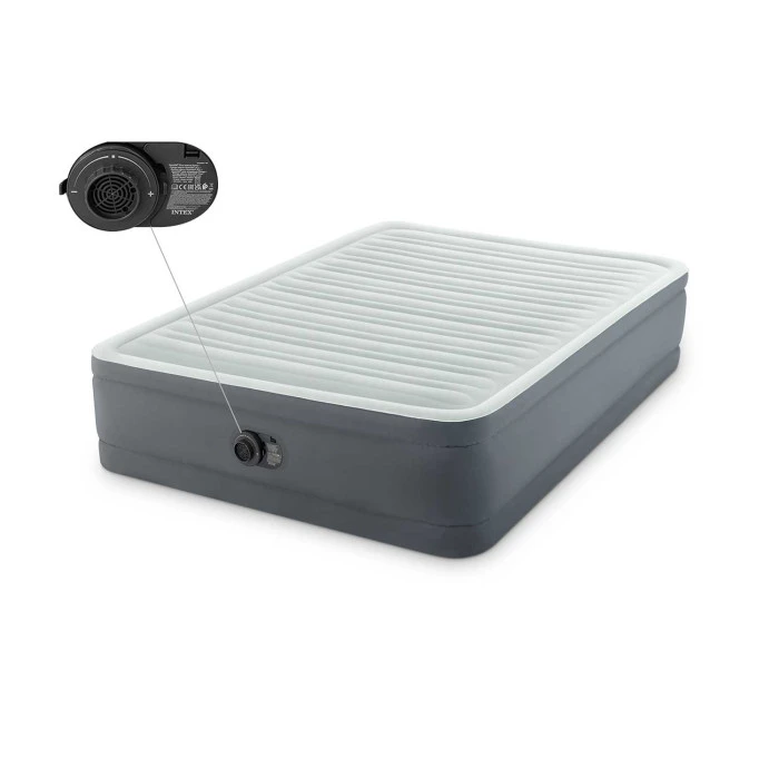 Надувной матрас INTEX 64906ND с насосом 203 х 152 х 46 см, серый