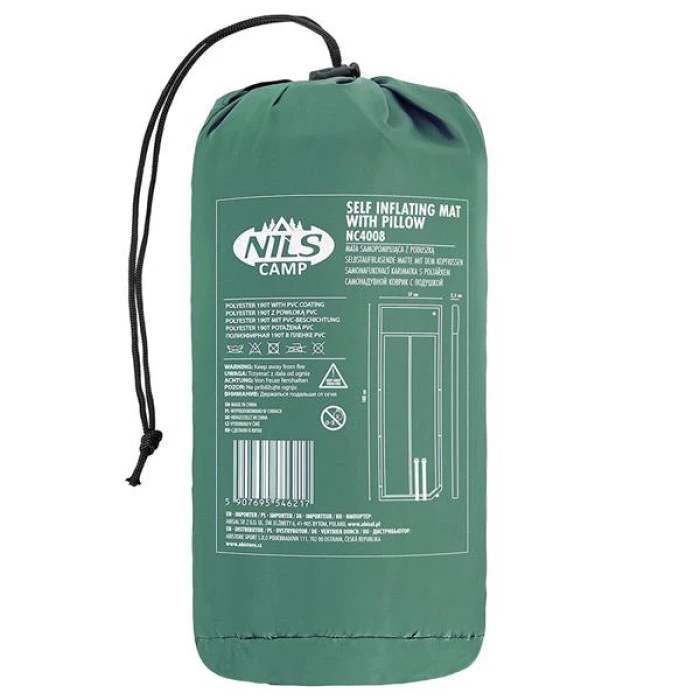 Коврик самонадувающийся NILS CAMP NC4008, 188 х 57 х 2,5 см - зеленый