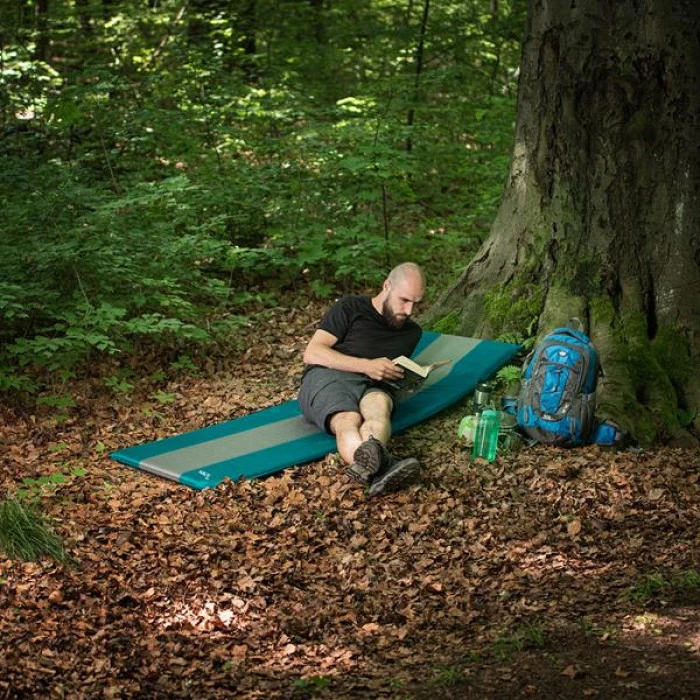Коврик самонадувающийся NILS CAMP NC4340, 195 х 160 х 5 см - серо-бирюзовый