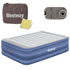 Матрац надувний Bestway 67690 з вбудованим електронасосом 203х152 см, синьо-сірий