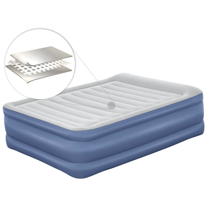 Надувной матрас Bestway 67690 со встроенным электронасосом 203х152 см, сине-серый.