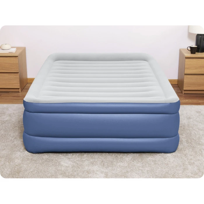 Надувной матрас Bestway 67690 со встроенным электронасосом 203х152 см, сине-серый.