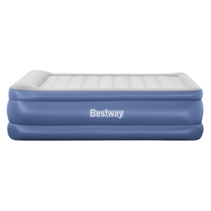 Надувной матрас Bestway 67690 со встроенным электронасосом 203х152 см, сине-серый.