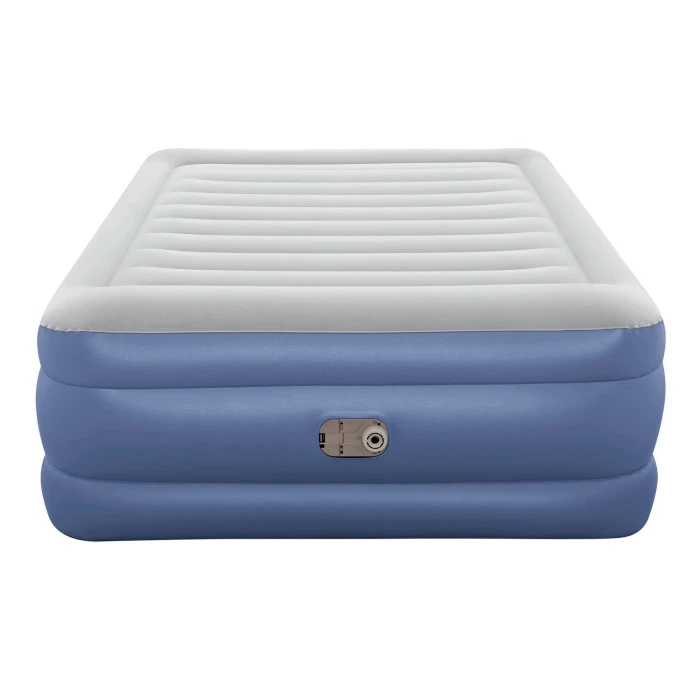 Надувной матрас Bestway 67690 со встроенным электронасосом 203х152 см, сине-серый.