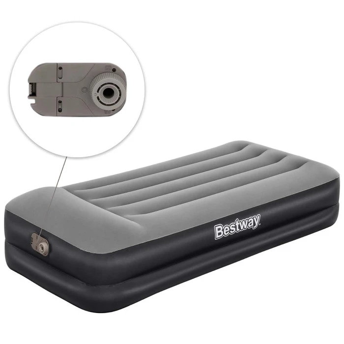 Матрац надувний Bestway 67401 з вбудованим електронасосом 191x97 см, чорно-сірий