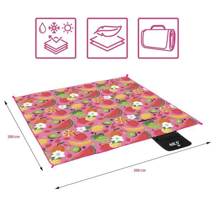 Коврик для пикника NILS CAMP NC2223 200 х 200 см, разноцветный