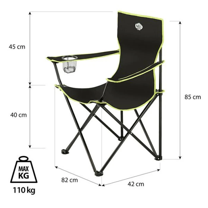 Кресло кемпинговое NILS CAMP NC3044 черно-лаймовое