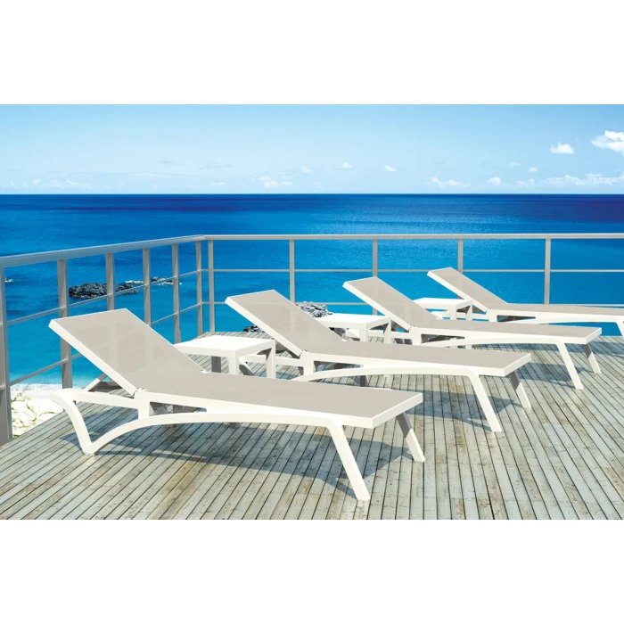 Шезлонг Siesta Pacific, біло-бежевий