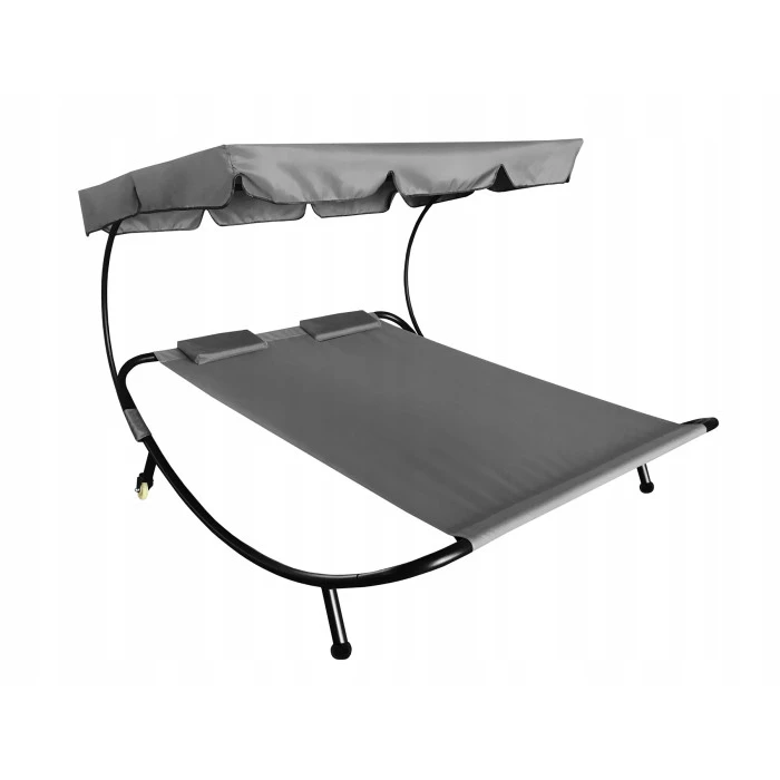 Лежак садовый с регулируемым навесом Aga MR4251, двухместный, серый