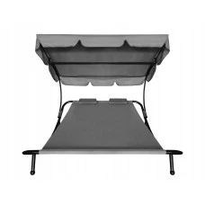 Лежак садовый с регулируемым навесом Aga MR4251, двухместный, серый