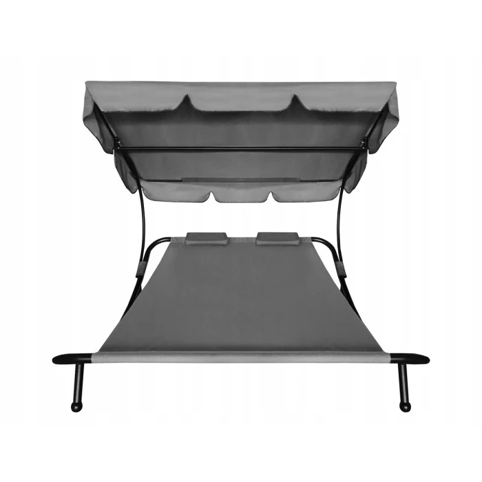Лежак садовый с регулируемым навесом Aga MR4251, двухместный, серый