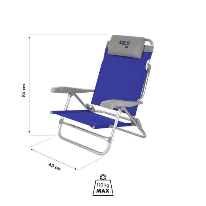 Кресло для кемпинга 2в1 NILS CAMP NC3502, сине-серое