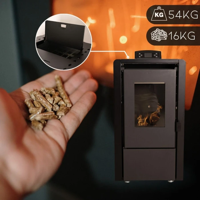 Пелетна піч-камін Thunder Leyla Black 6,3 кВт