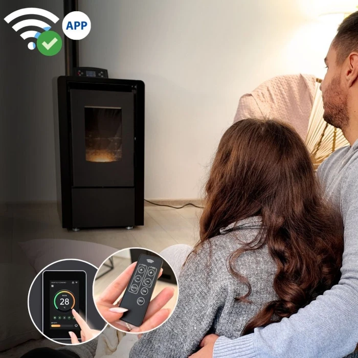 Пелетна піч-камін Thunder Leyla Black 6,3 кВт