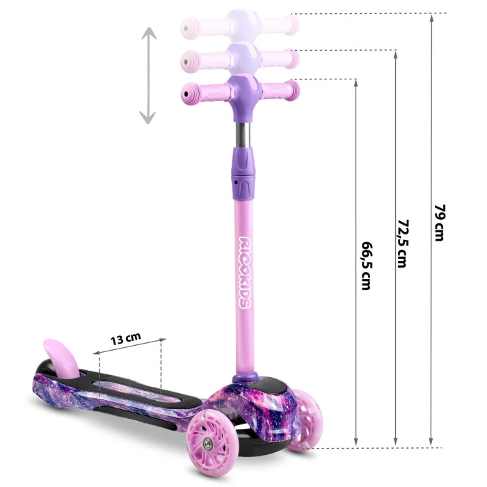 Самокат детский трехколесный Ricokids Piko розово-фиолетовый