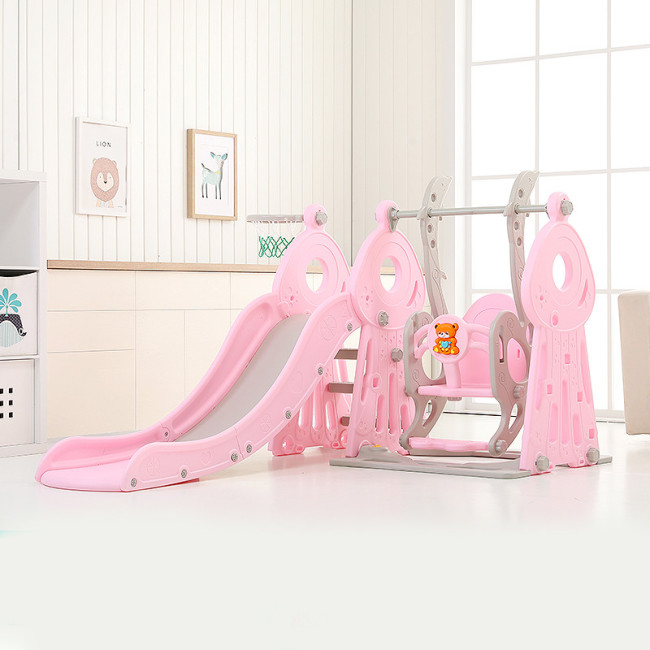 Детская горка с качелями 4в1 inSPORTline Swingslide, 145 х 180 х 120 см - розовато-белая