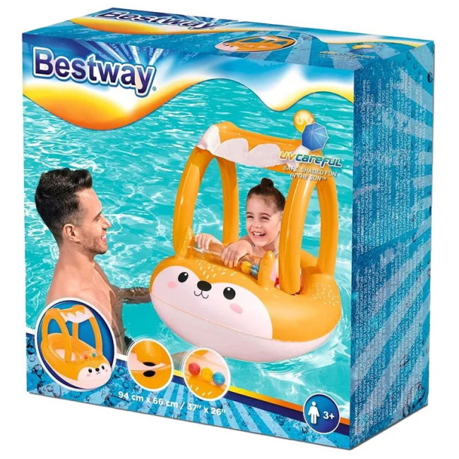 Пліт надувний з навісом Bestway 34168 Лисичка, 94 х 66 см