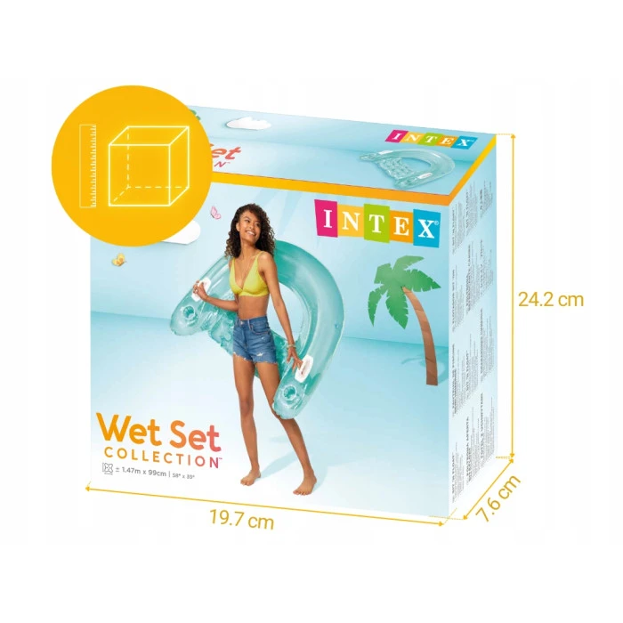 Крісло надувне з ручками та тримачами для напоїв INTEX 58859 блакитне, 147 x 99 см