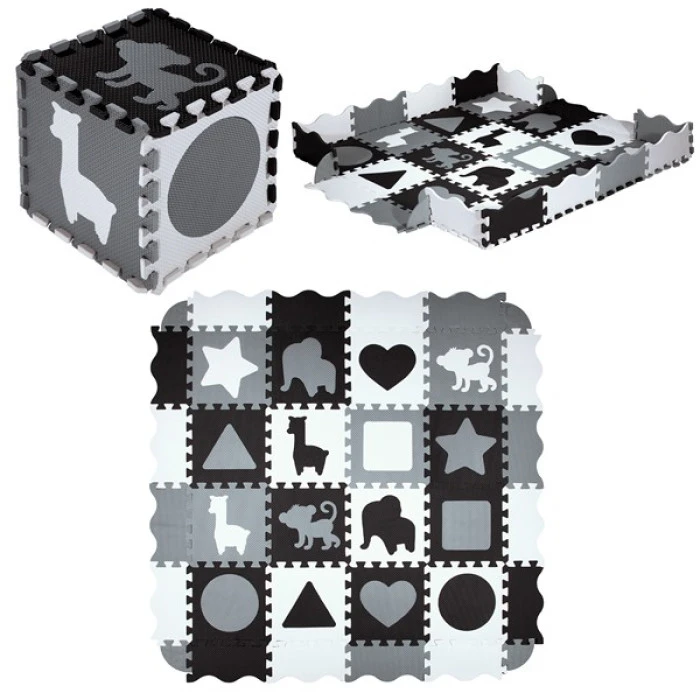 Килимок-пазл NILS FUN MD03 140х140х1 см, 36 деталей, сірий