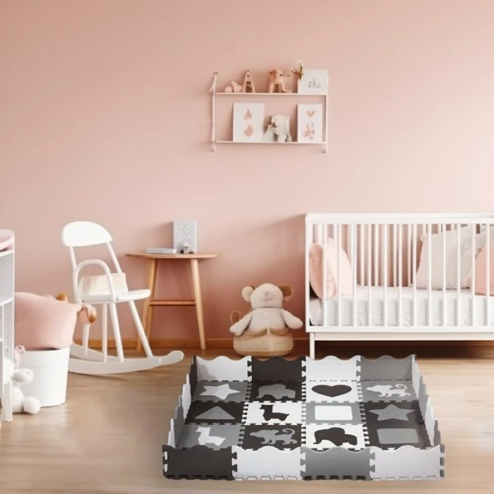 Килимок-пазл NILS FUN MD03 140х140х1 см, 36 деталей, сірий