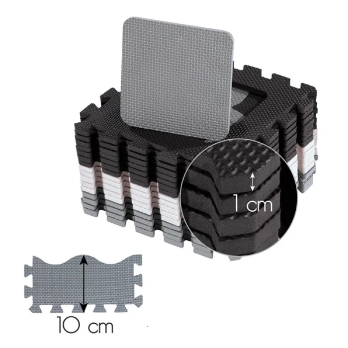 Килимок-пазл NILS FUN MD03 140х140х1 см, 36 деталей, сірий