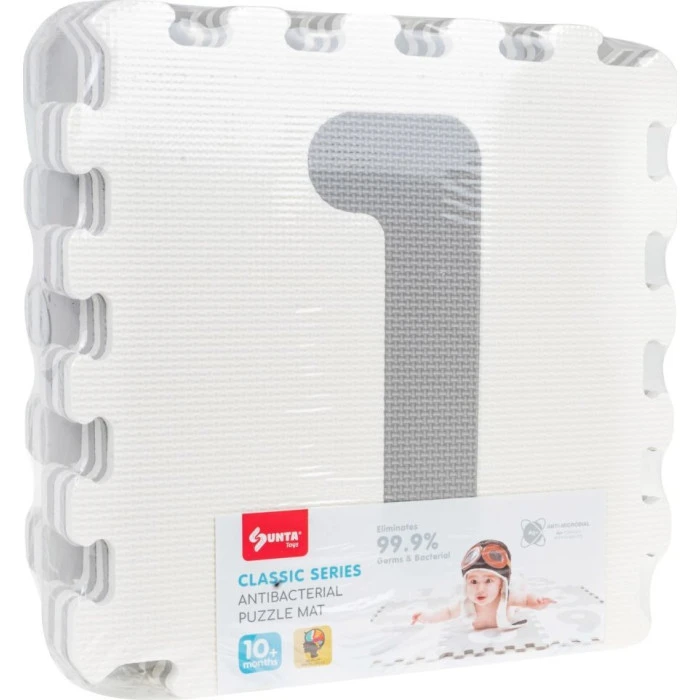 Біло-сірий килимок з 9 пазлами для дітей 10м+