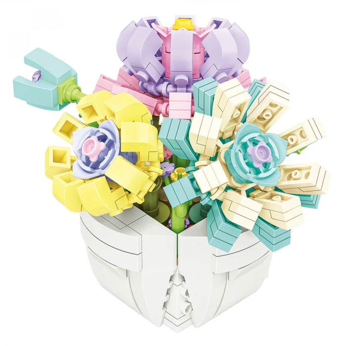 Детский конструктор Ramiz 88067A Букет в горшке 253 эл, разноцветный