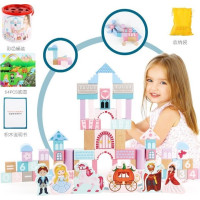 Дитячий набір дерев'яних кубиків для дівчаток "Принцеса в замку"