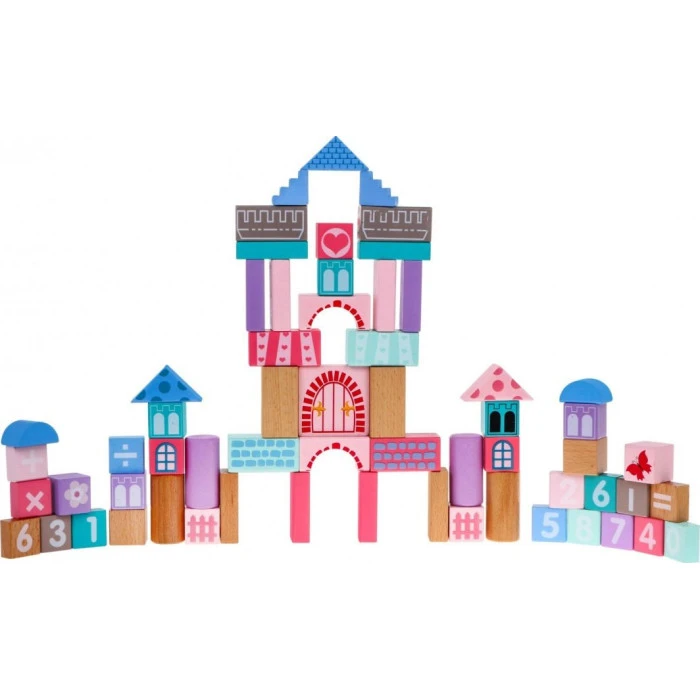 Детский набор деревянных кубиков для девочек "Принцесса в замке"