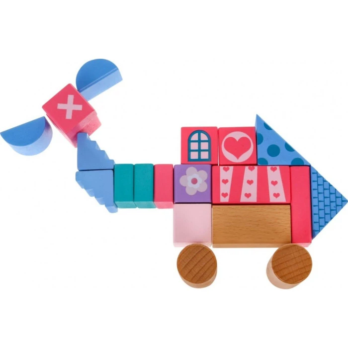 Детский набор деревянных кубиков для девочек "Принцесса в замке"